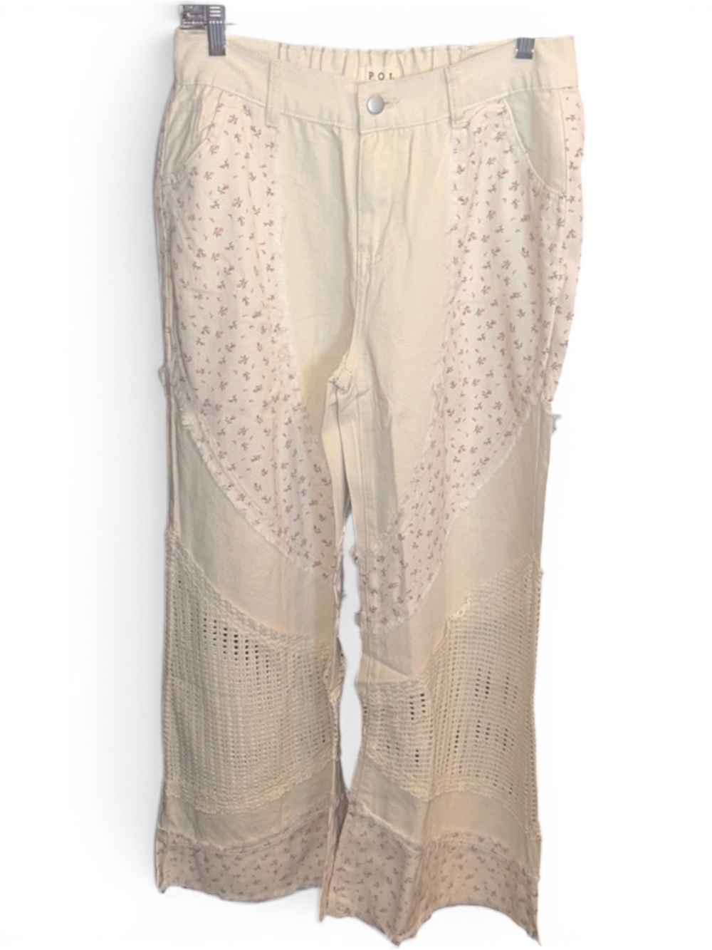 POL Med. Cream Floral Wide Leg Pants